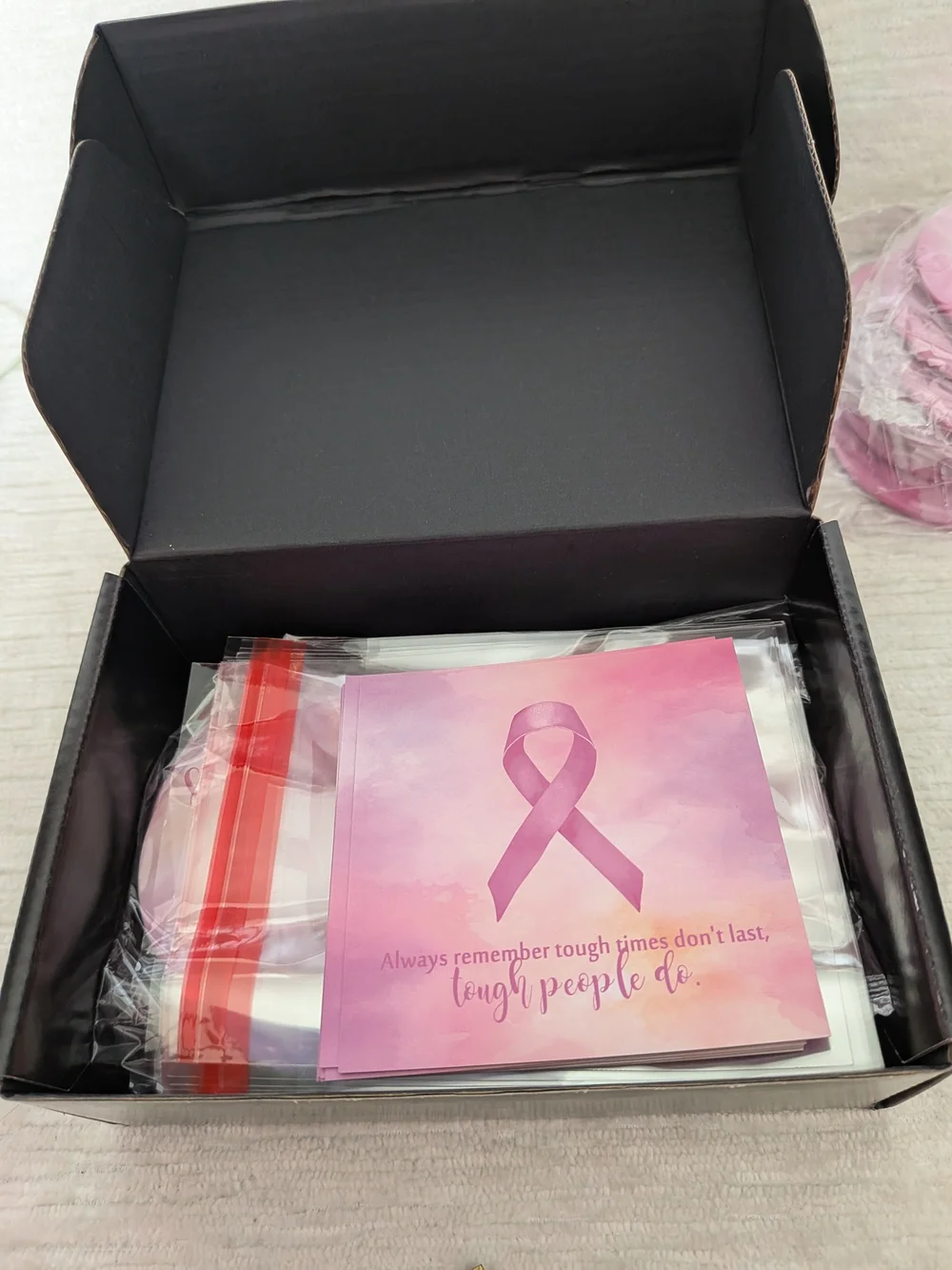 Pink Ribbon Breast Cancer Mirrors 10pk Individually Wrapped With Cards And Bags